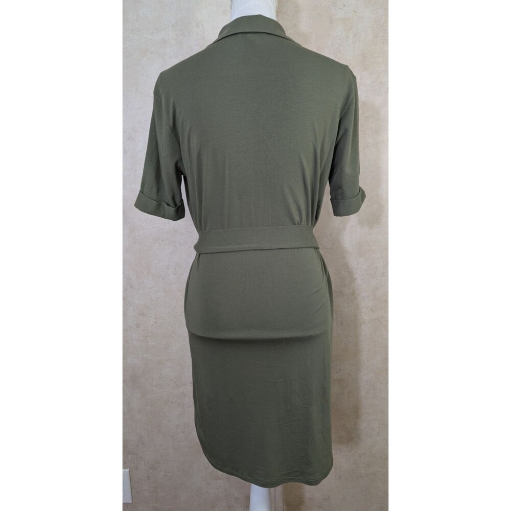 Joie Jadallah Shirt Dress Womens S Green Jersey Knit Belted Casual Pockets - Picture 3 of 11